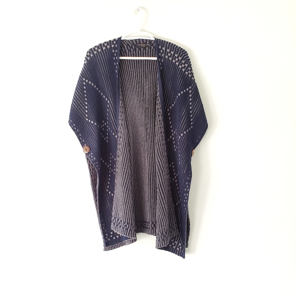 Christina Lee France Blue Oversized Printed Pattern Cardigan